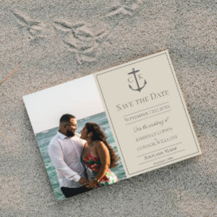 Beige Nautical Monogram Photo Save the Date