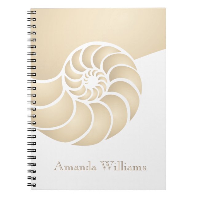 Beige Nautilus Shell Custom Nautical Spiral Notebook (Front)