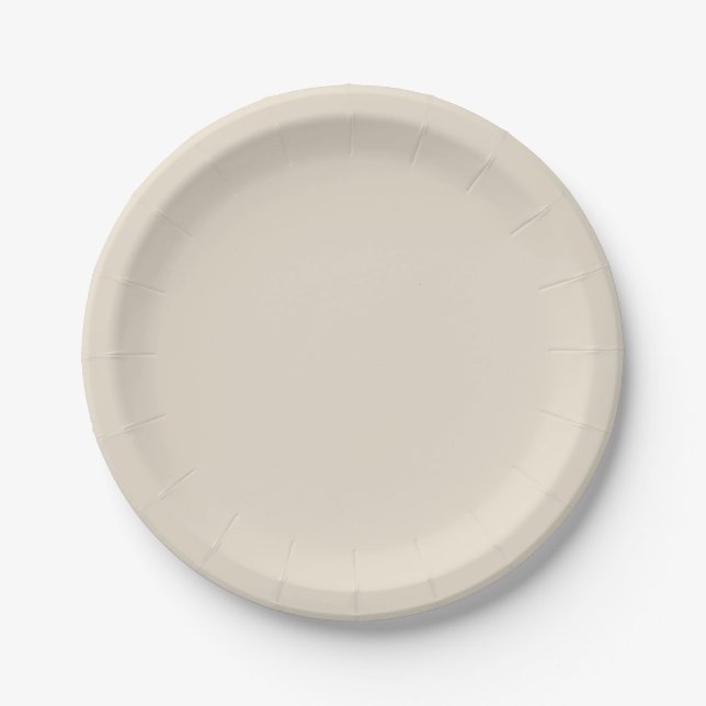 Beige neutral earthy natural tone  paper plate (Front)