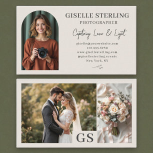 Beige Neutral Elegant Photo Script Professional Business Card