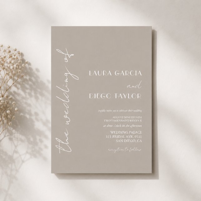Beige Neutral Simple Wedding Invitation (Creator Uploaded)