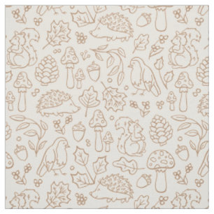 Beige Neutral Woodland Animals Kids Fall Forest Fabric