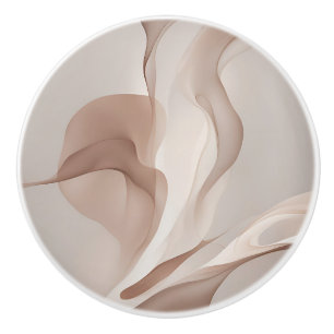 Beige Neutrals Abstract Art Ceramic Knob
