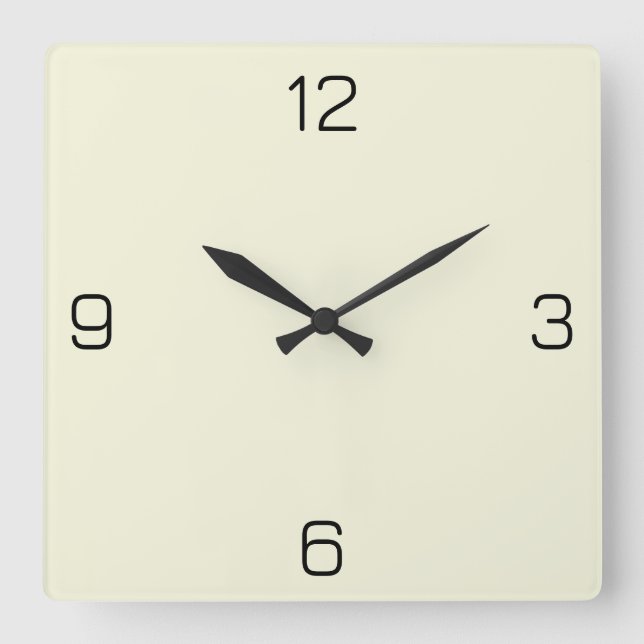 Beige (Off White) F5F5DC - Option to Add Name Square Wall Clock (Front)