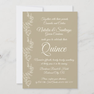 Beige Off-White Twin Boy Girl Fiesta de Quince Invitation