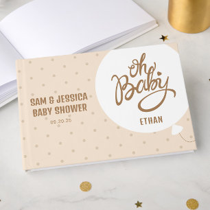 Beige Oh Baby Balloon Baby Shower Guest Book