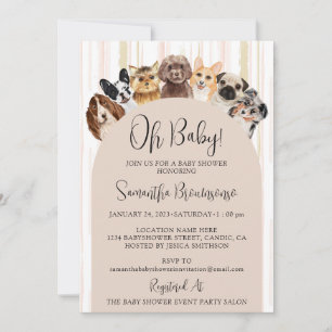 Beige Oh Baby Dogs Invitation