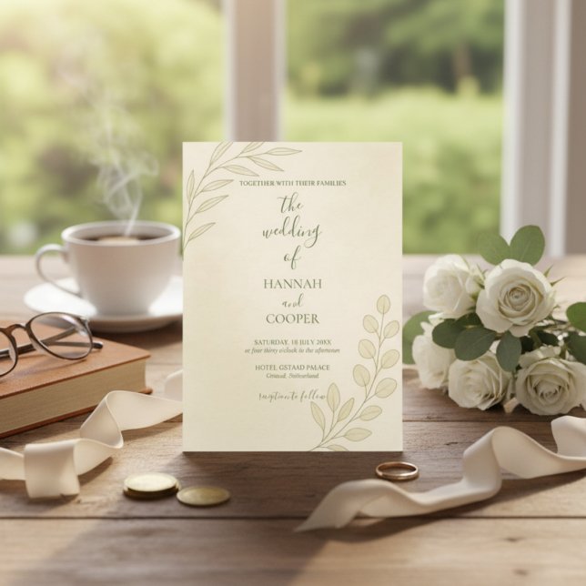 Beige Olive Branch Eucalyptus Wedding Invitation (Creator Uploaded)
