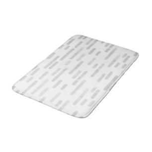 Beige on White Rounded Lines Pattern Bath Mat