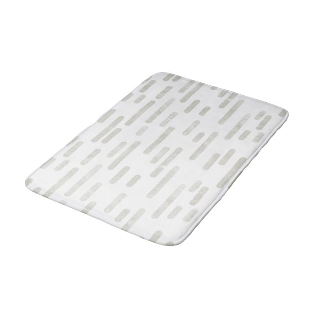 Beige on White Rounded Lines Pattern Bath Mat (Angled)