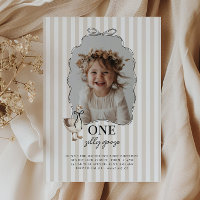 Beige One Silly Goose 1st Birthday Invitation