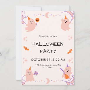 Beige Orange Black Playful Halloween Invitation