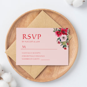 Beige orange floral wreath Chinese wedding RSVP