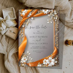 Beige Orange Ribbons Ornate floral Save The Date Invitation<br><div class="desc">Elegant,  modern,  and delicate Beige Orange Ribbons Ornate floral Save The Date wedding invitation that you can customise with your info to make it furthermore special. The romantic minimalist design features lovely and elegant calligraphy on a Beautiful background with a clean and simple look.</div>