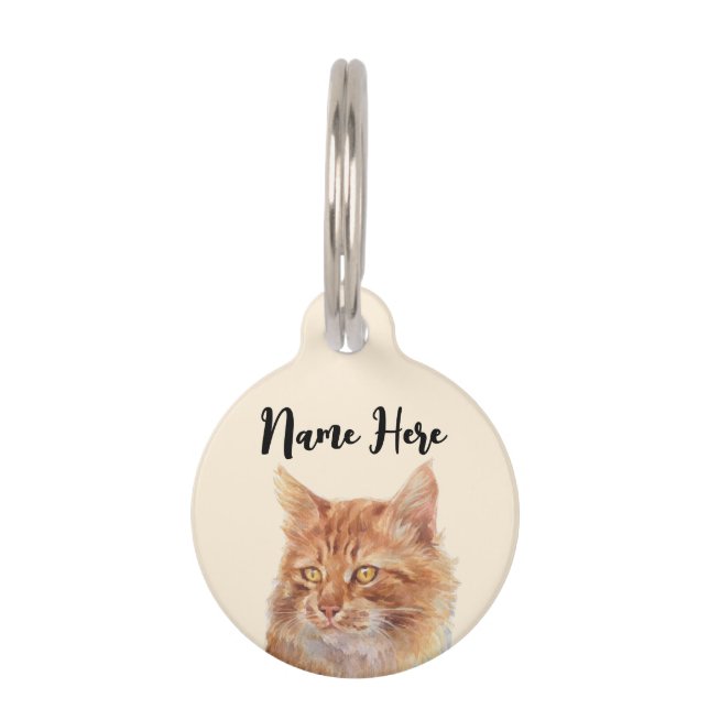 Beige Orange Stray Ginger Cat Pet Tag (Front)
