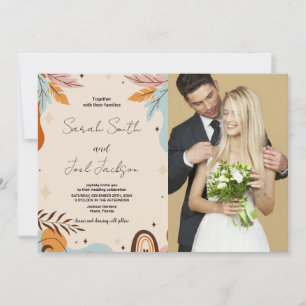 Beige Orange Wedding Invitations with photo