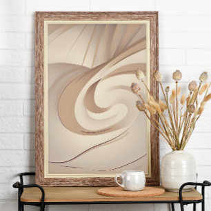 "Beige Organic Swirl"    Abstract Art Poster