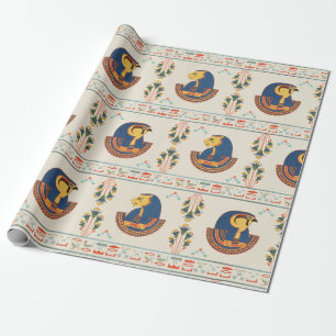 Beige ornamental Egyptian Tefnut pattern Wrapping Paper