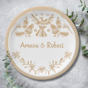 BEIGE OTOMI MEXICAN PAPER PLATE