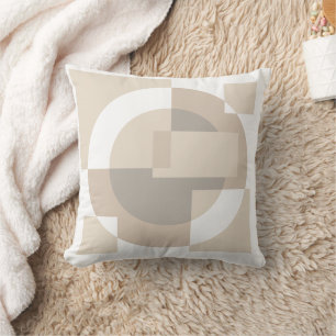 Beige Overlapping Shapes Minimalist Pillow