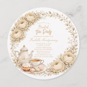 Beige Palette Tea Party Bridal Shower Invitation