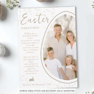 Beige Partly Cropped Egg Photo And Bunny Easter Card