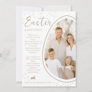 Beige Partly Cropped Egg Photo And Bunny Easter Card