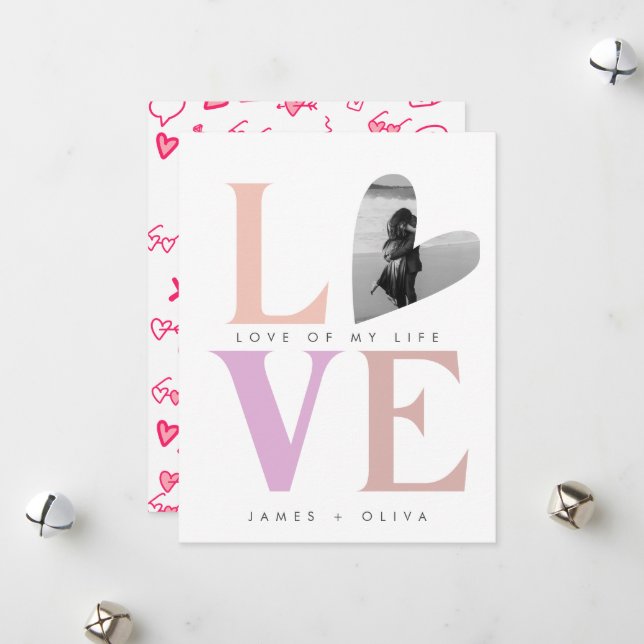 Beige Pastel Valentine's Day Holiday Card (Front/Back In Situ)