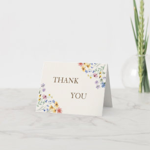 Beige Pastel Wildflower Thank You Card