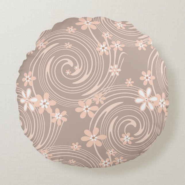 Beige pattern round cushion (Front)