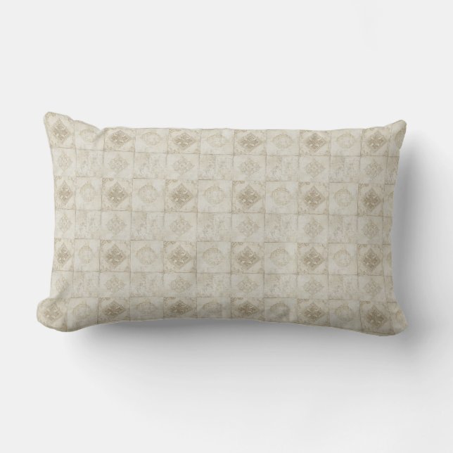  Beige Patterned  Lumbar Cushion (Front)
