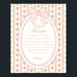 Beige Peach Vintage Fancy Floral Diaper Thoughts Poster<br><div class="desc">A charming blend of vintage elegance and playful femininity, this party decor collection features soft preppy florals paired with delicate coquette bows. Designed to feel timeless yet fresh, each piece brings a sweet, polished touch to your celebration. ★ Let me help you plan your next party! ★ If you need...</div>