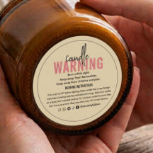 Beige Personalised Candle Warning