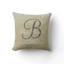 Beige Personalised Nautical Family Throw Pillow