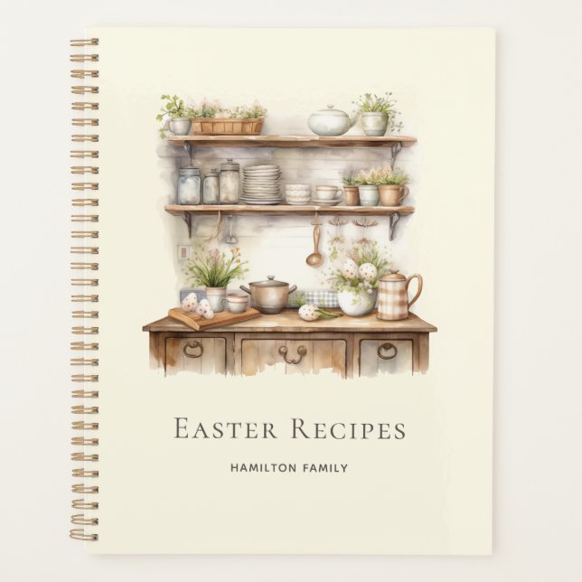 Beige Personalized Easter Recipes Planner (Front)