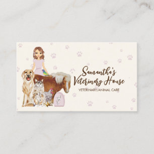 Beige Pet Sitter veterinary dog cat horse bird Business Card