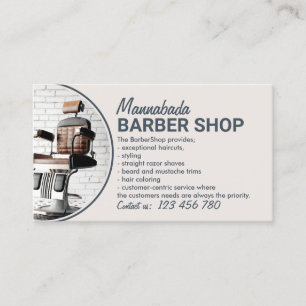 Beige Photo Retro Chair Hair Salon Barber Shop Business Card
