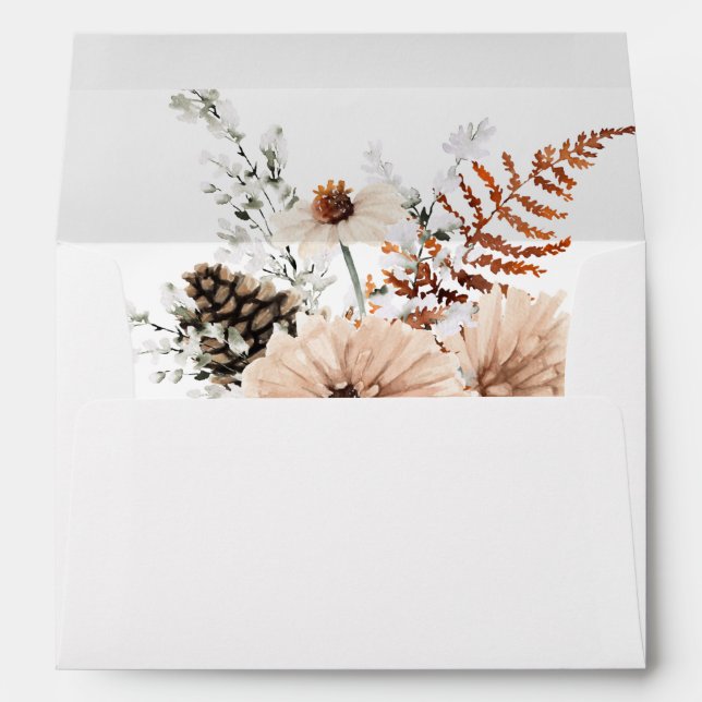 Beige & Pine Rustic Floral Envelope (Back (Bottom))