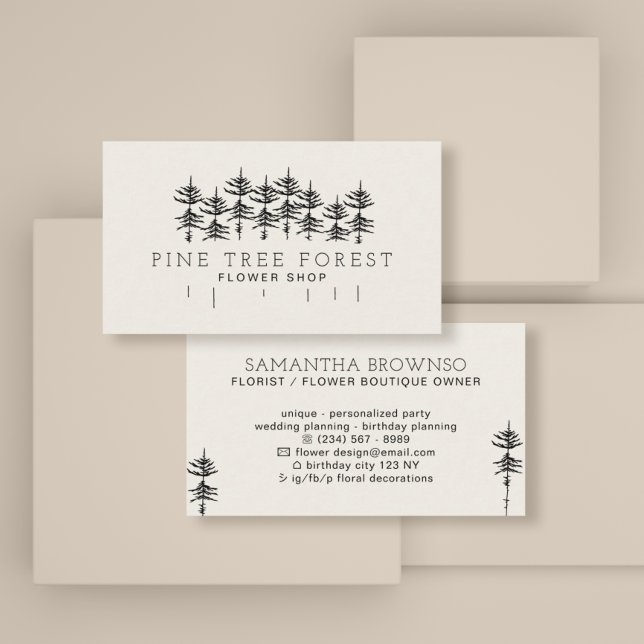 Beige Pine Tree Forest Business Card (Creator Uploaded)