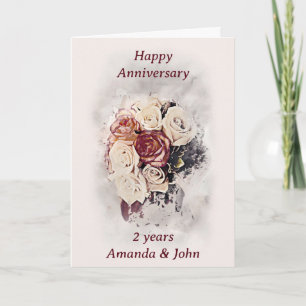 Beige Pink Classy Smoky Roses Personalised Card 