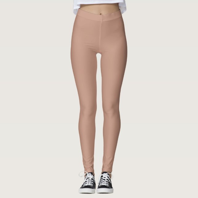 Beige Pink Dance Workout Gym  Leggings (Front)