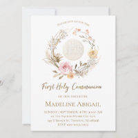 beige pink flowers Eucharist First Communion