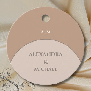 Beige Pink Monogram Japandi Wedding Thank You Favour Tags