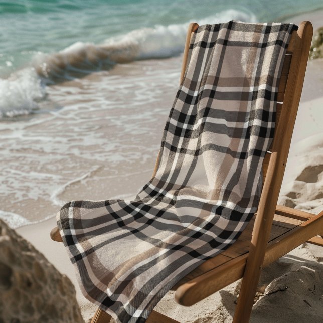 Beige Plaid Beach Towel (Creator Uploaded)