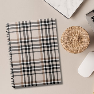 Beige Plaid Notebook