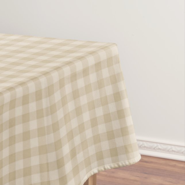 Beige Plaid Pattern Tablecloth (In Situ)