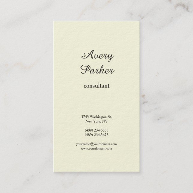 Beige Plain Modern Minimalist Professional Business Card (Front)