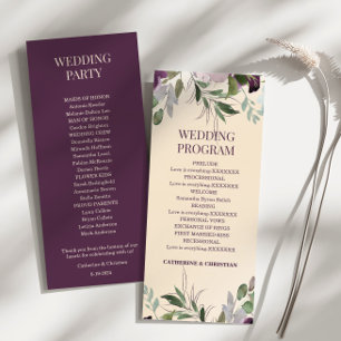 Beige Plum Floral Wedding Program Programme
