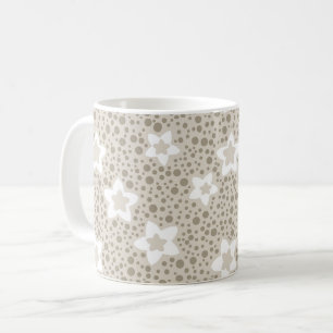Beige polka dot retro with stars and flowers coffee mug