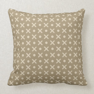 Beige Polka Dots & Crosses Geometric Pattern Cushion